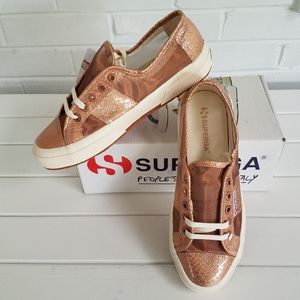 Superga 2750 Rose Gold Iridescent Snake Skin 7.5